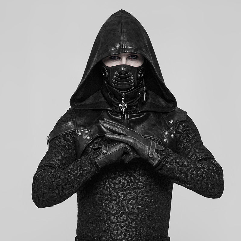 WS-270KZM Steampunk Gothic Face Mask with Leather Rivet Detailing Punk Accessories