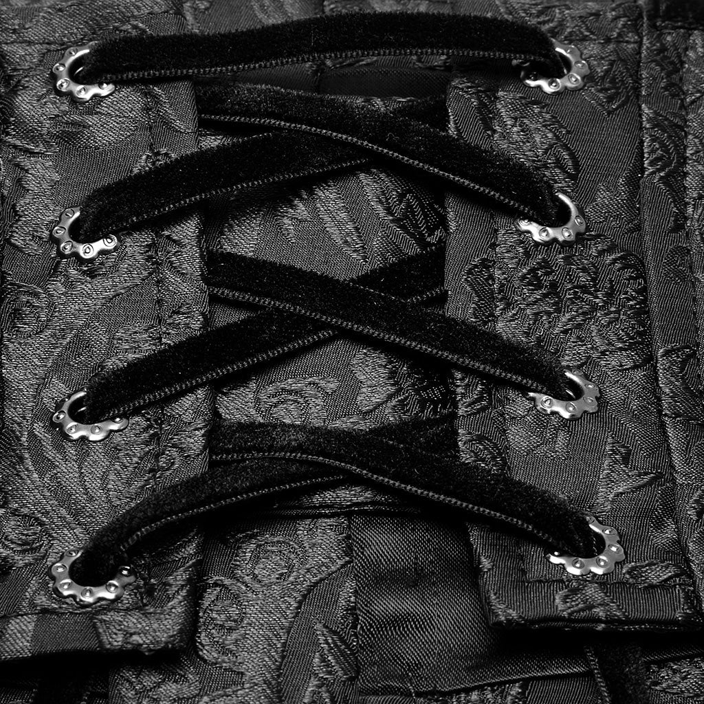 WS-340YDM Elegant black Jacquard Lace-Up Gothic Corset Belt?-??Punk Rave Clothing
