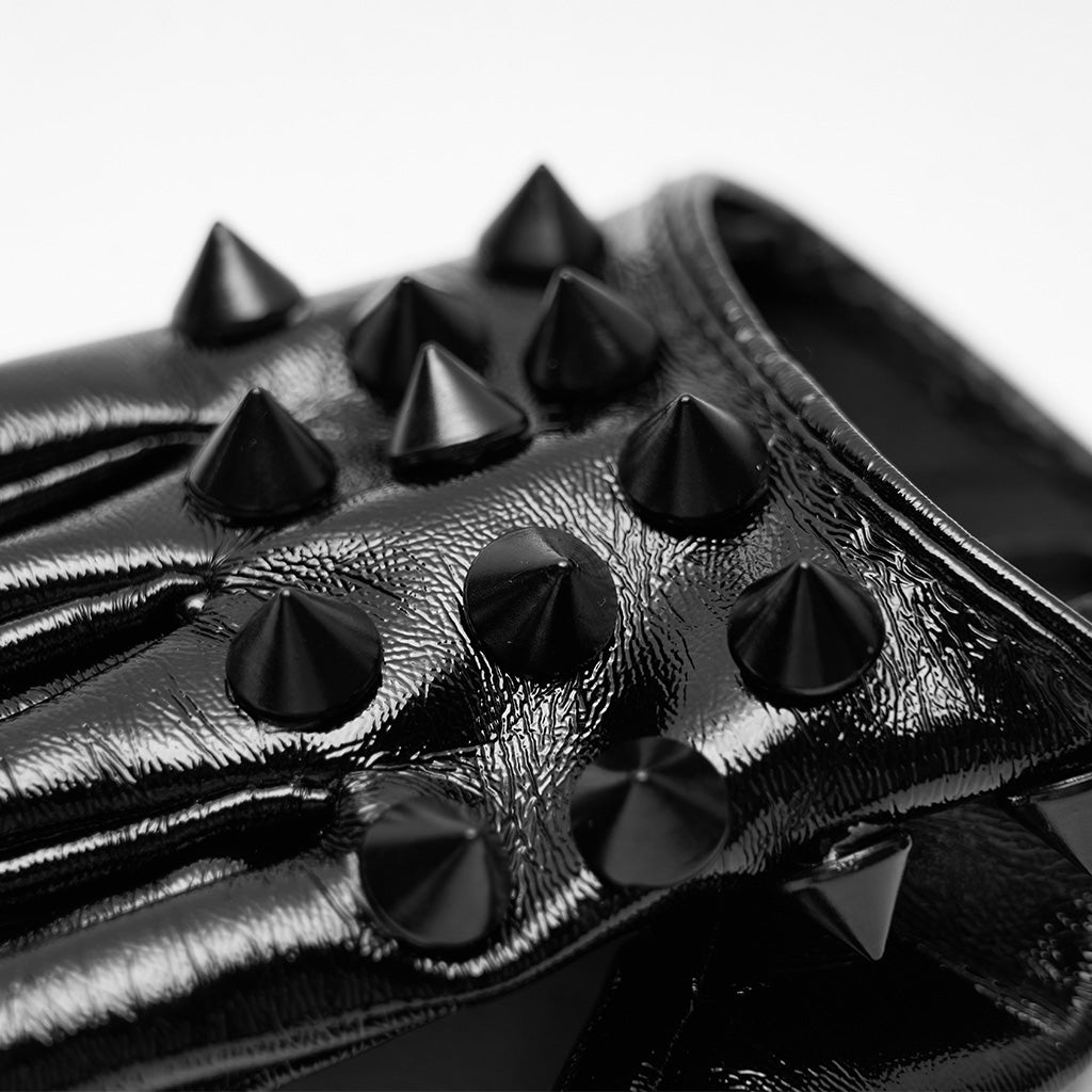 WS-387SSF Edgy Black Rivet Half-Palm Gloves Punk Accessories