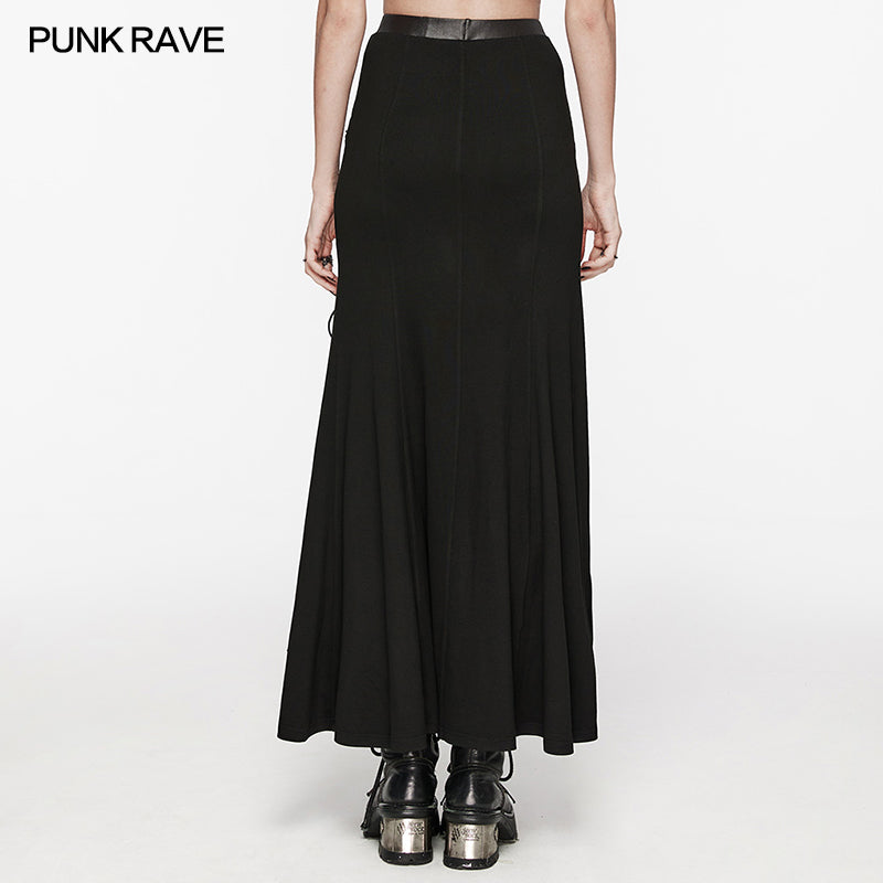 See-Through WQ-696BQF Sexy Mesh Rope Slit Punk Skirt