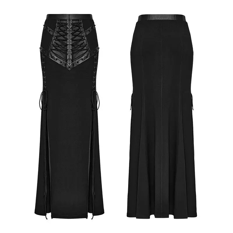 See-Through WQ-696BQF Sexy Mesh Rope Slit Punk Skirt?-??Punk Rave Clothing