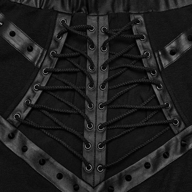 See-Through WQ-696BQF Sexy Mesh Rope Slit Punk Skirt?-??Punk Rave Clothing