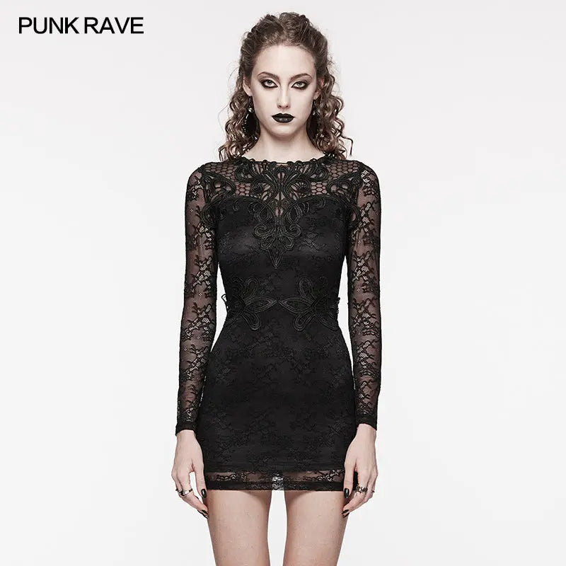 Sexy Mystery WQ-698LQF Goth Formal Party Elegant Lace Dress?-??Punk Rave Clothing