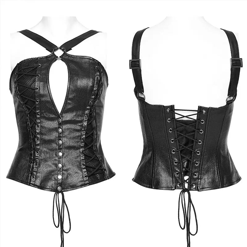Split Eyelet WY-1534SYF Sexy Hollow Out Vest Shaper Top?-??Punk Rave Clothing