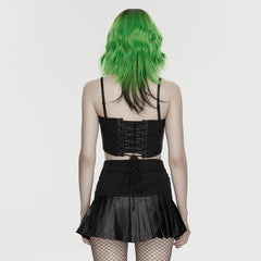 WT-1043DDF Edgy Punk Corset Top with Buckle and Zipper Design