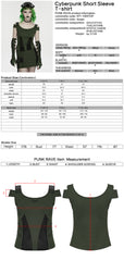 WT-1065TDF Green Mesh Accent Cutout Punk T-Shirts Edgy Shoulder Straps