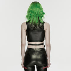 WT-1092BXF Edgy Lace-Up Leather Punk Vests Gothic Style