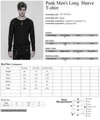 WT-524TCM Gothic Black Ripped Sleeved Punk T Shirts with Metal Rings
