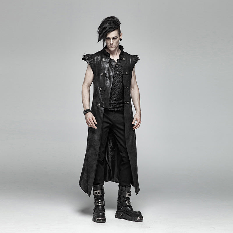 WT-563BXM Rivet Lace Gothic Black Sleeveless Vest Punk Fashion?-??Punk Rave Clothing