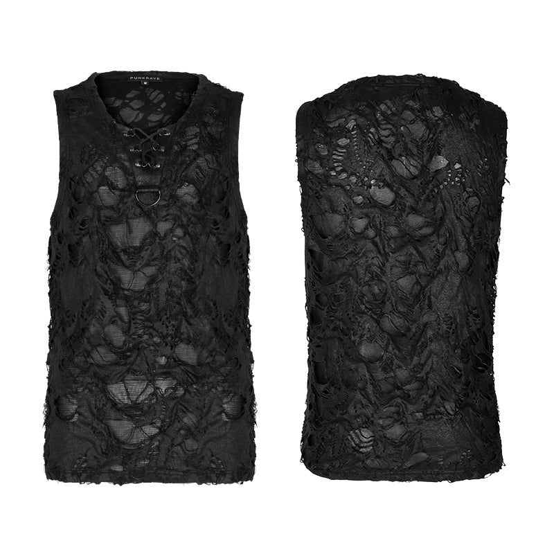 WT-563BXM Rivet Lace Gothic Black Sleeveless Vest Punk Fashion?-??Punk Rave Clothing