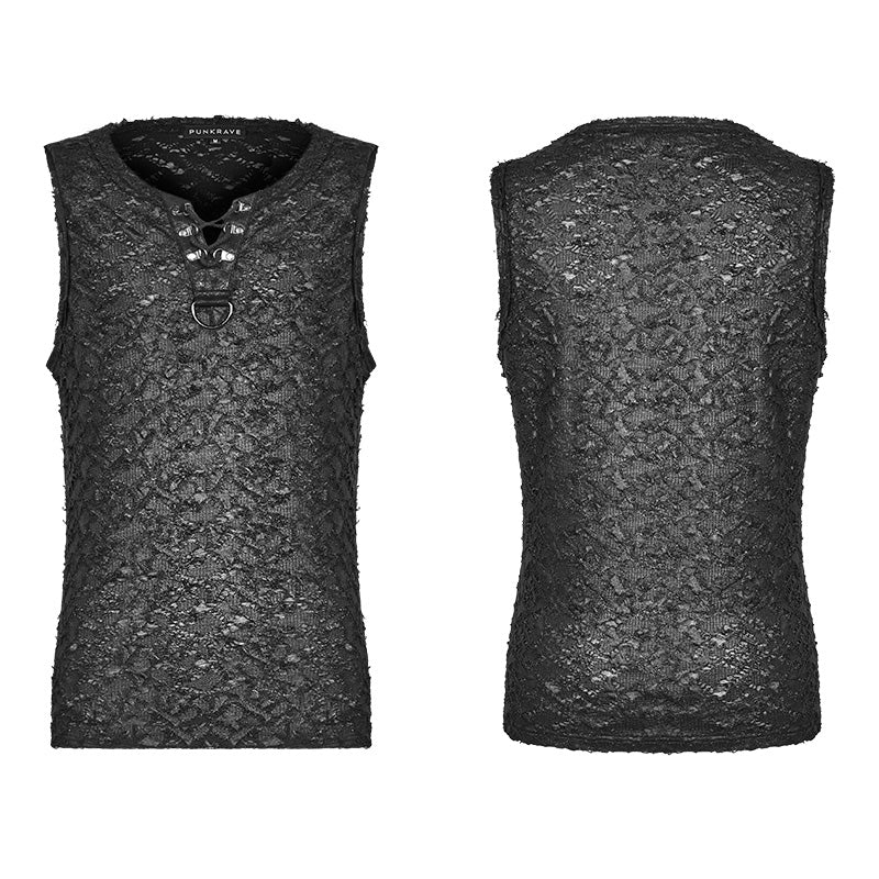WT-563BXM Rivet Lace Gothic Black Sleeveless Vest Punk Fashion?-??Punk Rave Clothing