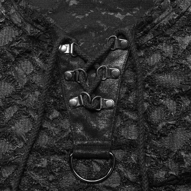 WT-563BXM Rivet Lace Gothic Black Sleeveless Vest Punk Fashion?-??Punk Rave Clothing