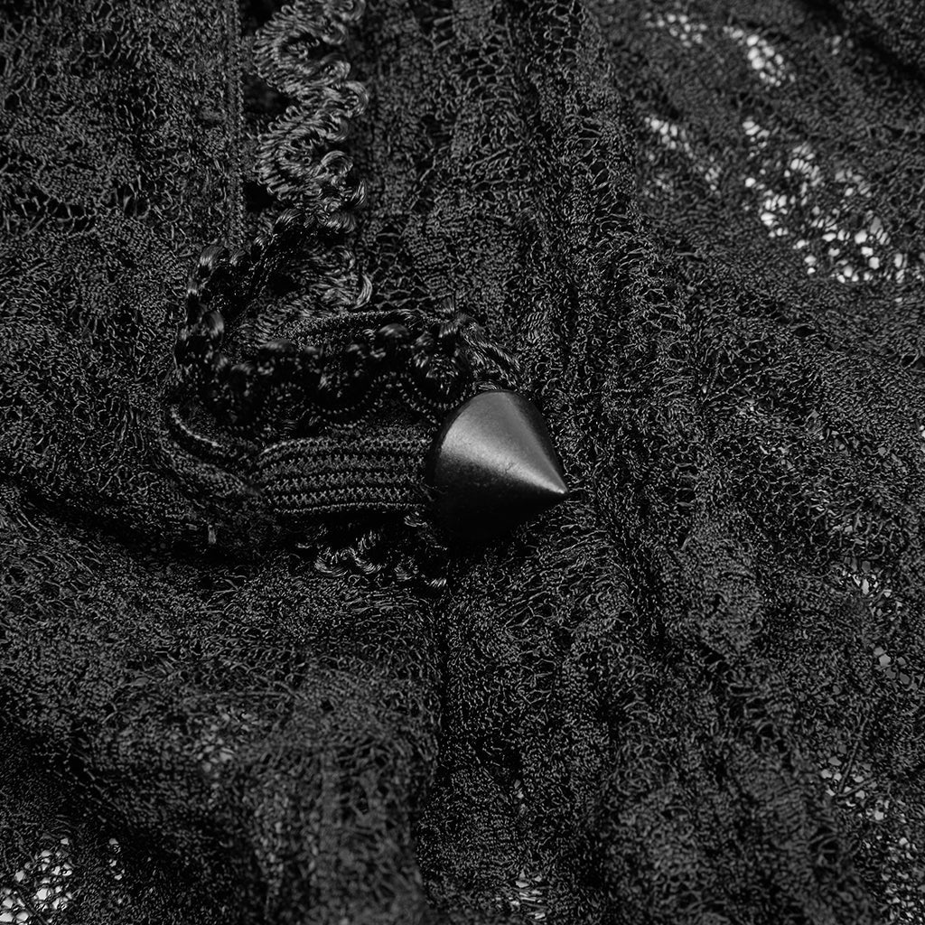 WT-598TCF Gothic Lace Transparent Long Sleeve T-Shirt Black Mesh Design?-??Punk Rave Clothing