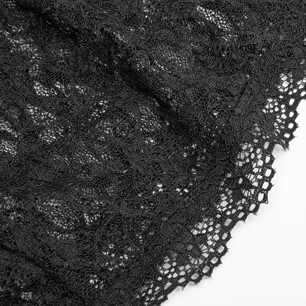 WT-598TCF Gothic Lace Transparent Long Sleeve T-Shirt Black Mesh Design?-??Punk Rave Clothing
