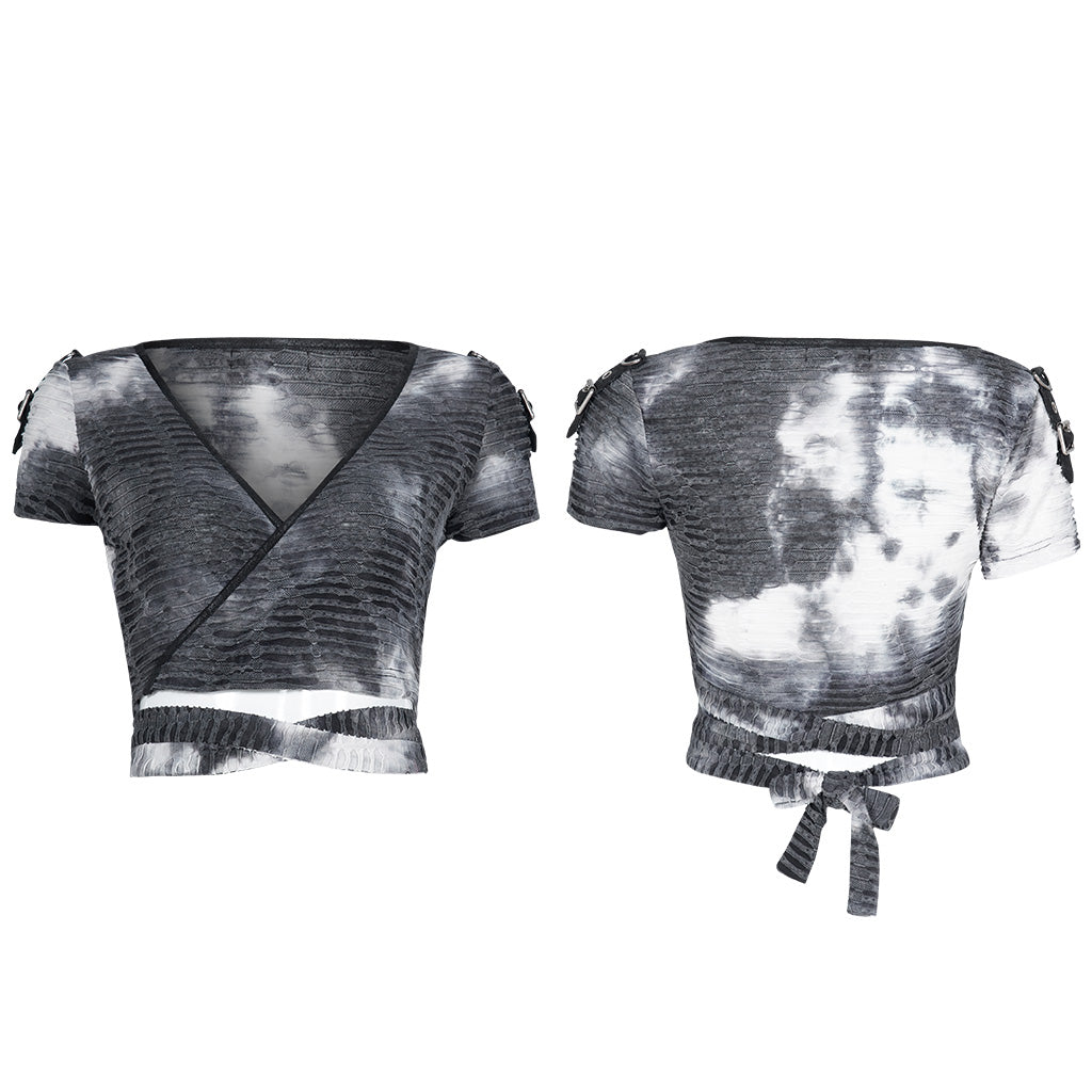 WT-647 Punk bandage short sleeve T-shirt