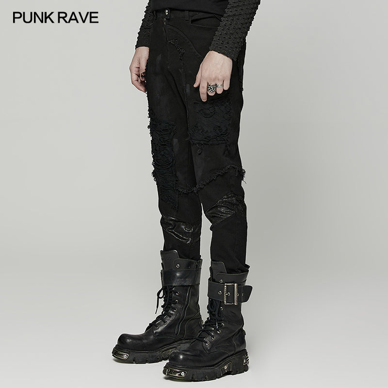 WK-369U Punk Broken Hole Net Trousers