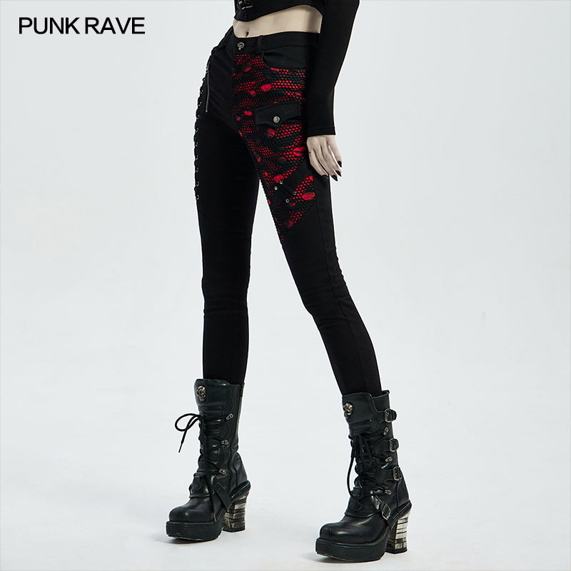 WK-462DQF Punk blood dark denim women trousers