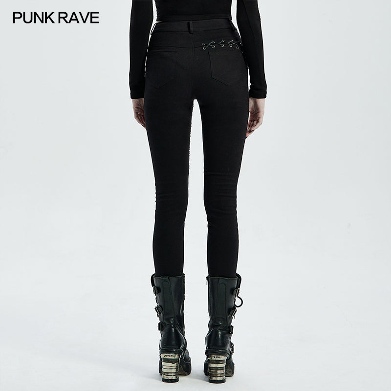 WK-462DQF Punk blood dark denim women trousers