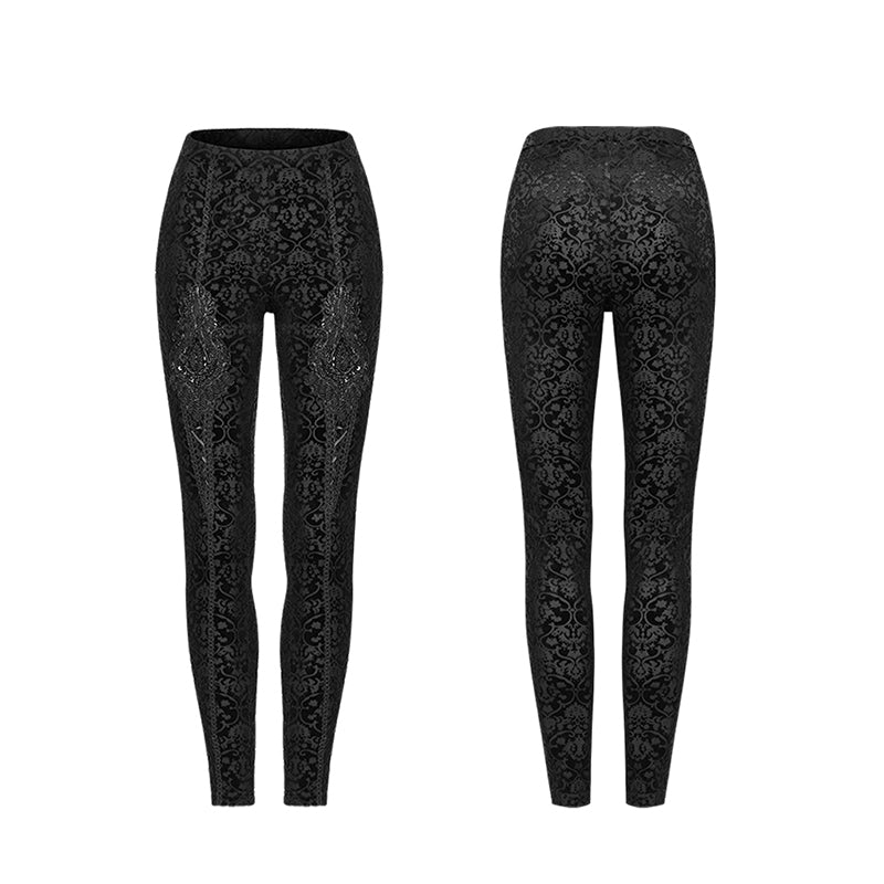 WK-464DDF Gothic retro burn out flower leggings