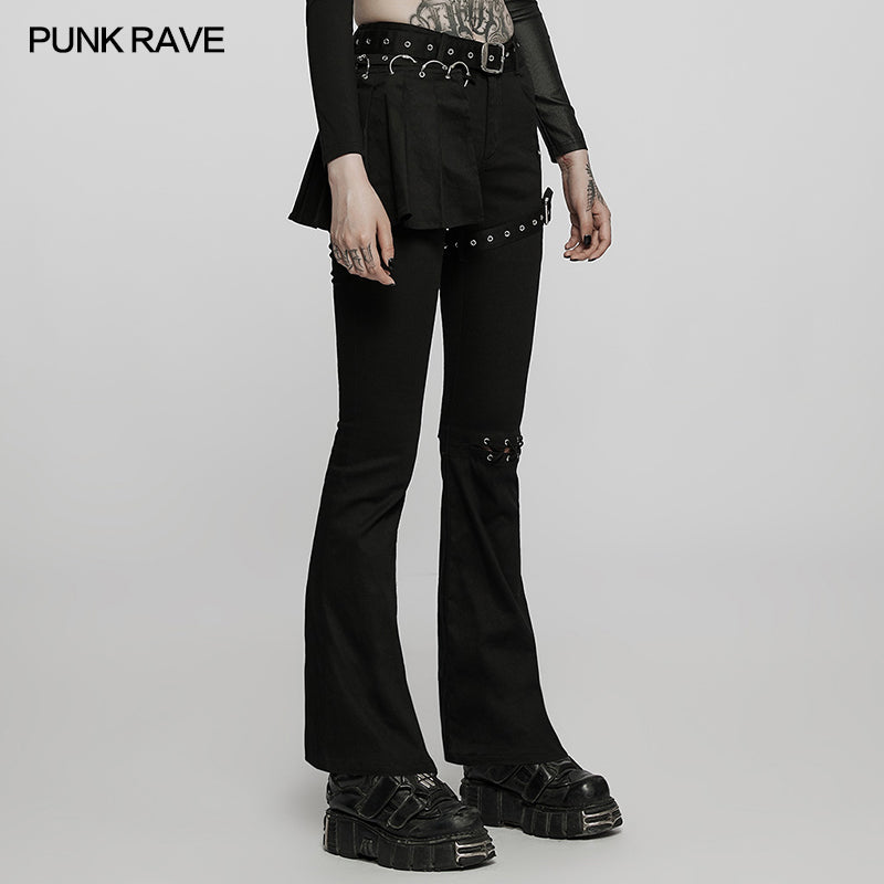 WK-508NCF Medium low waist punk flared pants