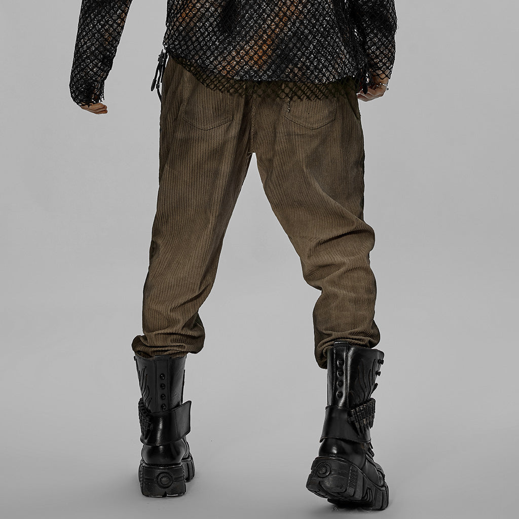WK-524XCM black Post-Apocalyptic Punk Pants with Strap Details?-??Punk Rave Clothing