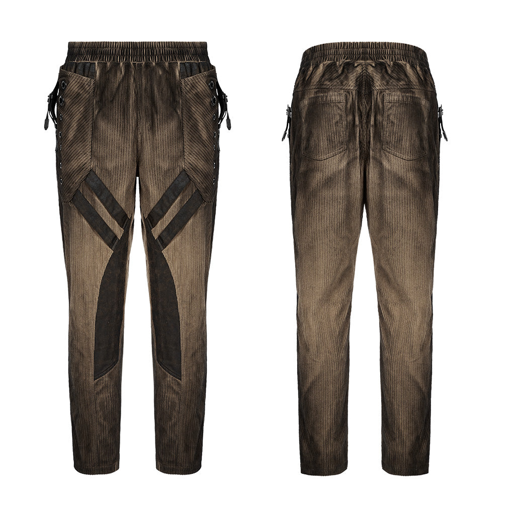 WK-524XCM black Post-Apocalyptic Punk Pants with Strap Details