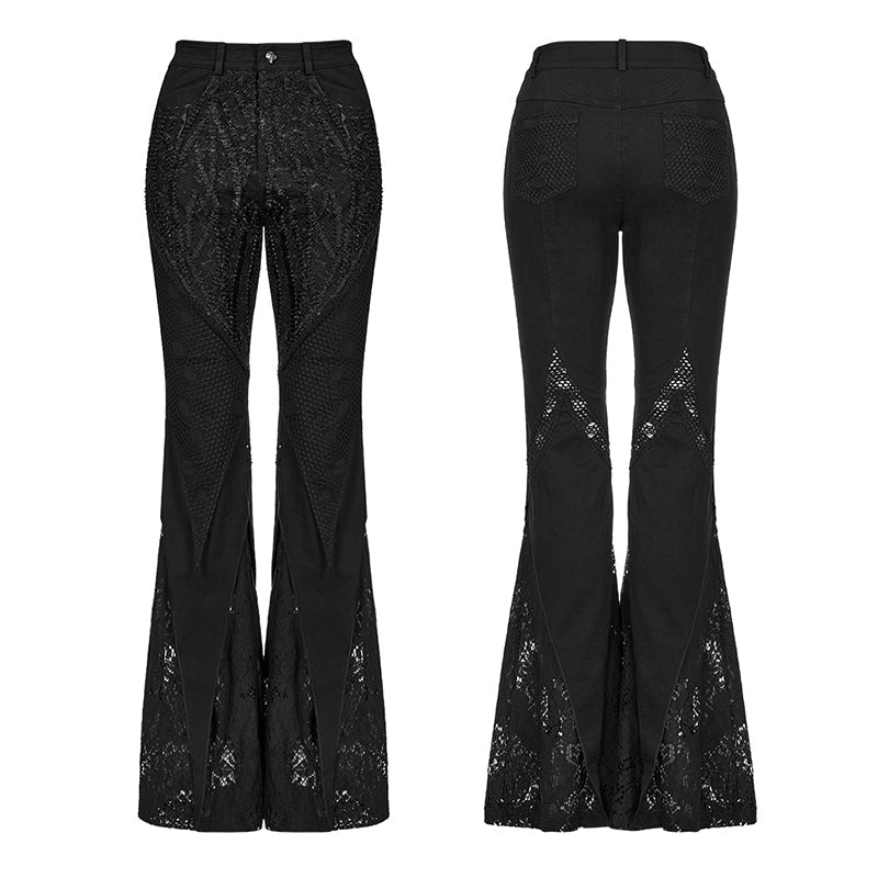 WK-535XCF Goth Lace Flared Long Pants