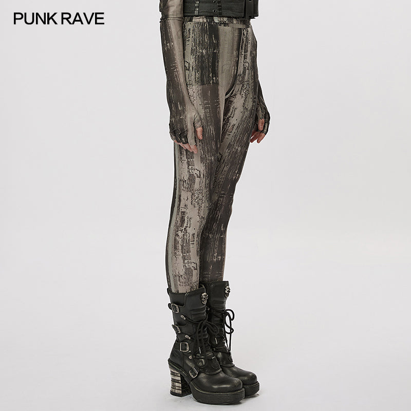 WK-536DDF The Post-apocalyptic Techwear Tight Mesh Leggings