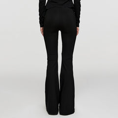WK-547XCF Gothic Pants Flared Cross Strap Accent High Waist Design