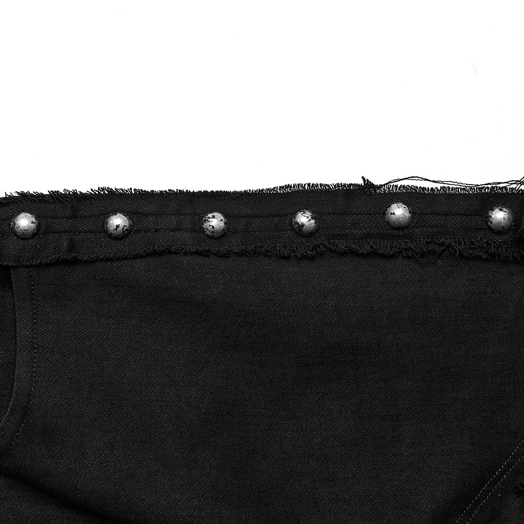 WK-568NCF Gothic Mesh Strap Accent Flared Punk Pants?-??Punk Rave Clothing