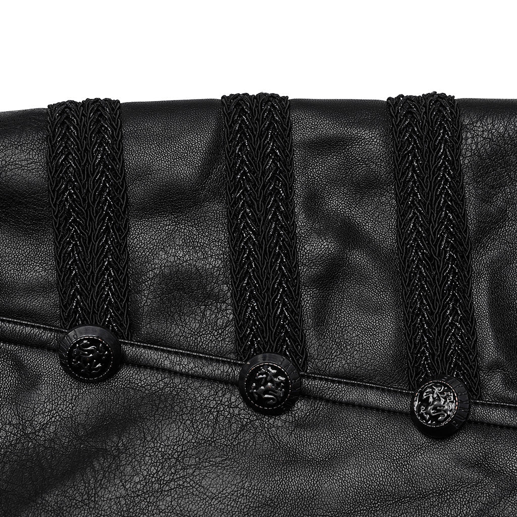 WK-583PCM Edgy black PU Pants with Side Buttoned Accents?-??Punk Rave Clothing