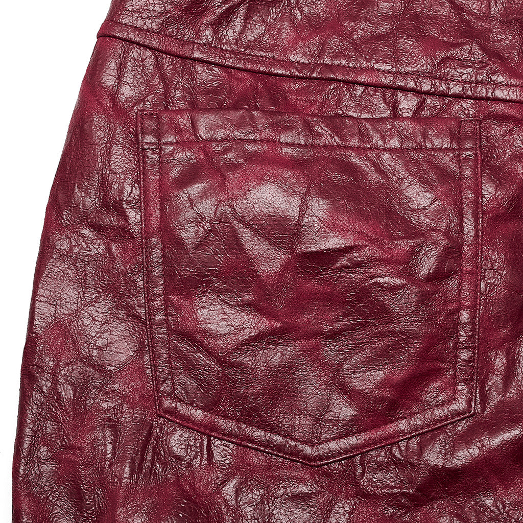 WK-585PCM Red Punk Textured Pleated Leather Pants with Spiked Sides?-??Punk Rave Clothing