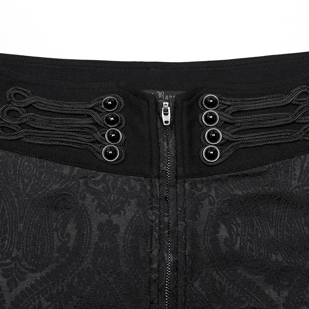WK-589XCM Mens Gothic Jacquard Slim-Fit black Pants Elegant Design?-??Punk Rave Clothing