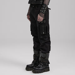 WK-591DQM Mens black Cargo Punk Pants with Rivet Details