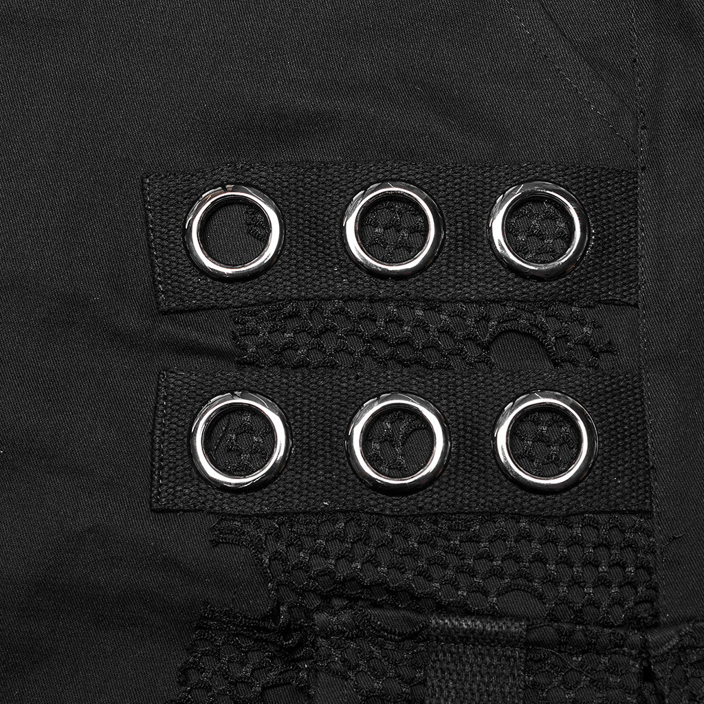 WK-591DQM Mens black Cargo Punk Pants with Rivet Details?-??Punk Rave Clothing