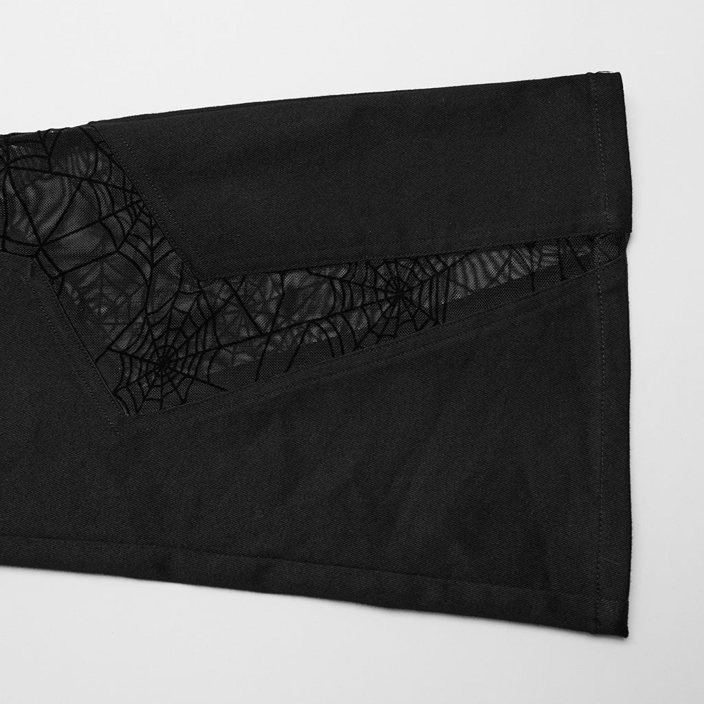 WK-595XCF Gothic Flared Pants with Mesh Cutouts and Pointed Details?-??Punk Rave Clothing