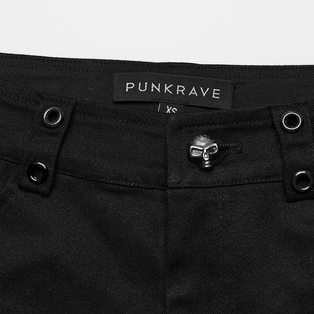 WK-595XCF Gothic Flared Pants with Mesh Cutouts and Pointed Details?-??Punk Rave Clothing