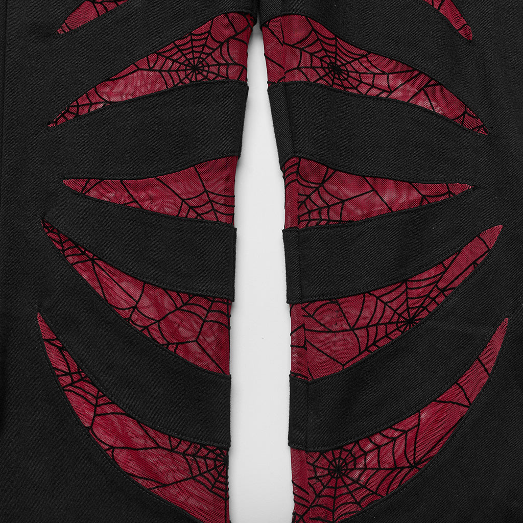 WK-595XCF Gothic Flared Pants with Mesh Cutouts and Pointed Details?-??Punk Rave Clothing