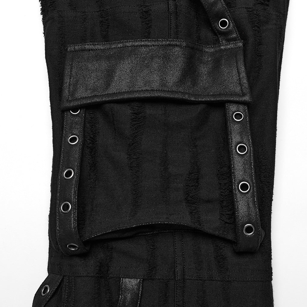 WK-596XCF Edgy Gothic Punk Pants with Straps and Buckle Details