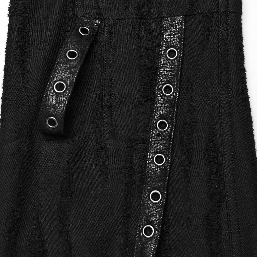 WK-596XCF Edgy Gothic Punk Pants with Straps and Buckle Details