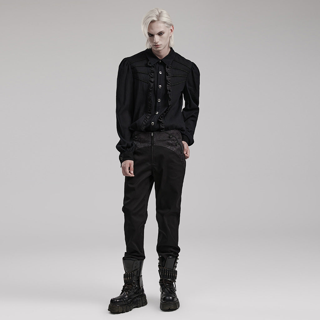 WK-601XCM Gothic Slim Fit black Pants With Lace Details