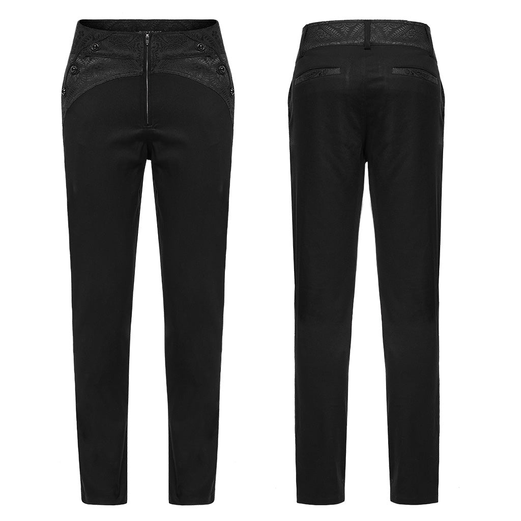 WK-601XCM Gothic Slim Fit black Pants With Lace Details