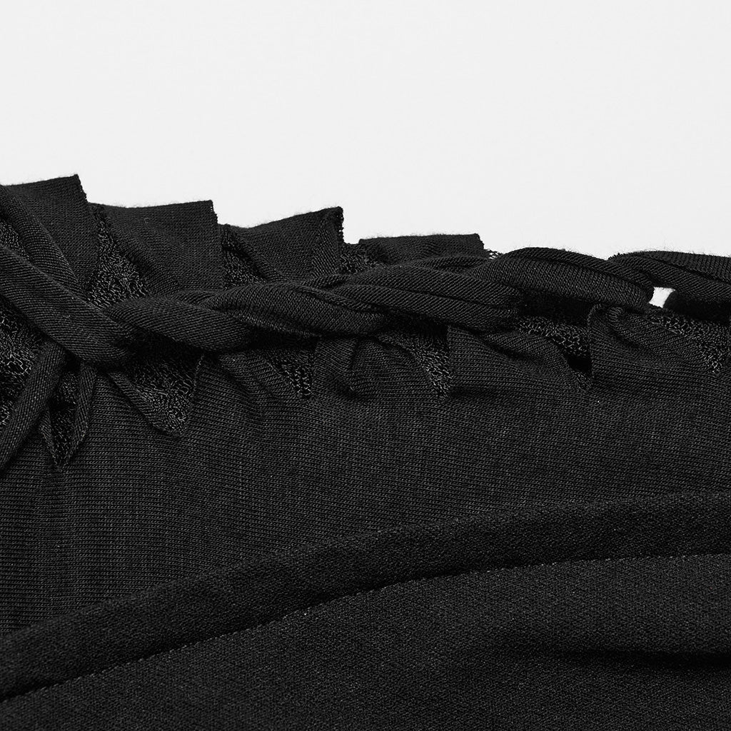 WK-603XCF Gothic Asymmetric Punk Pants with Mesh and Buckle Details?-??Punk Rave Clothing