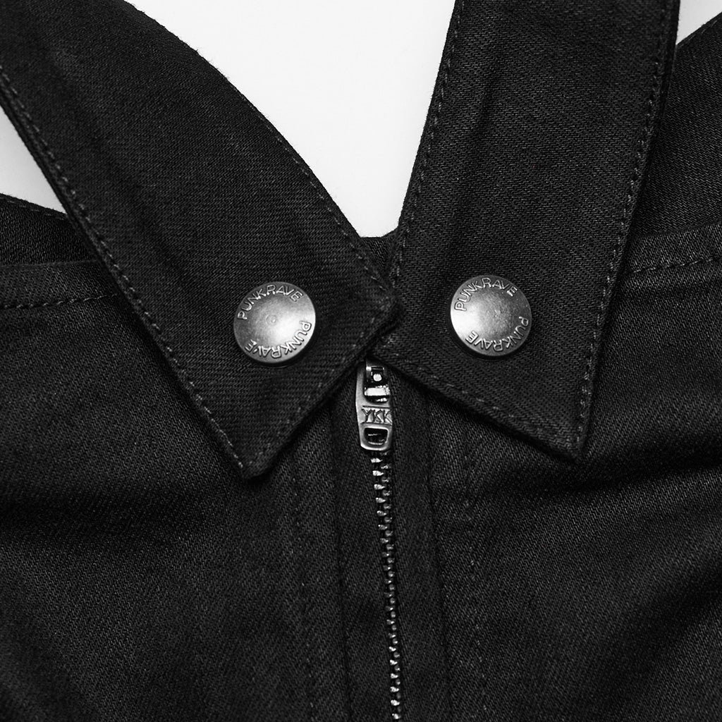WK-604NDF Edgy black Cargo Punk Pants with Rivet Detailing?-??Punk Rave Clothing