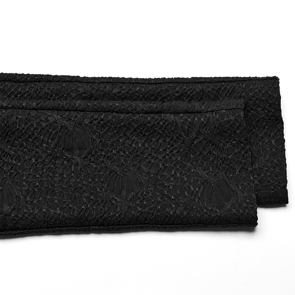 WK-605DDF Gothic Pants Lace Detail High-Waist Slim-Fit Textured Leggings?-??Punk Rave Clothing