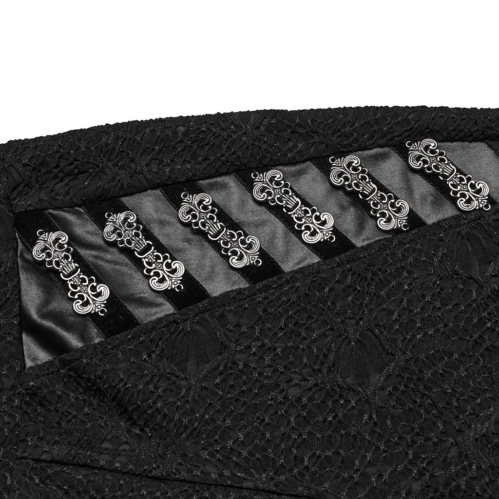 WK-605DDF Gothic Pants Lace Detail High-Waist Slim-Fit Textured Leggings?-??Punk Rave Clothing
