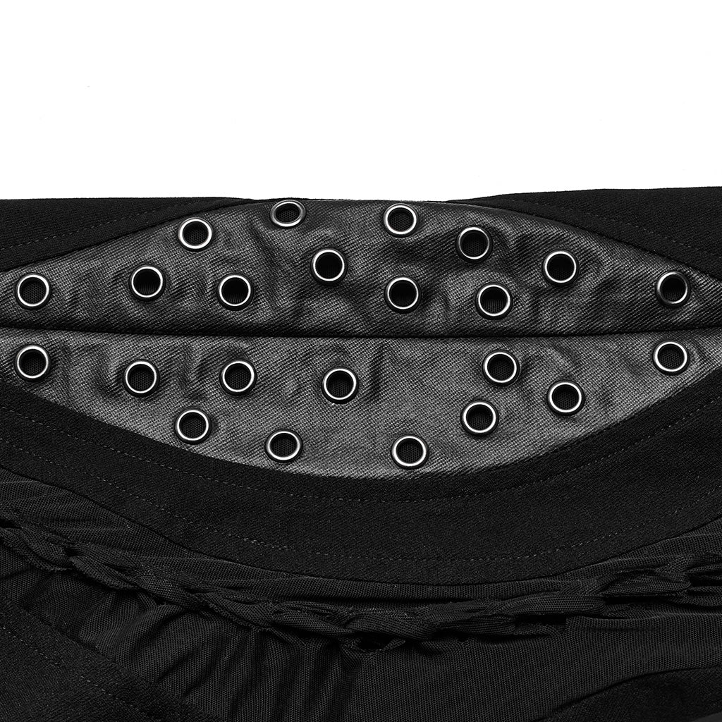 WK-606XCF Mesh Panel Punk Pants with Burnt Pattern Design