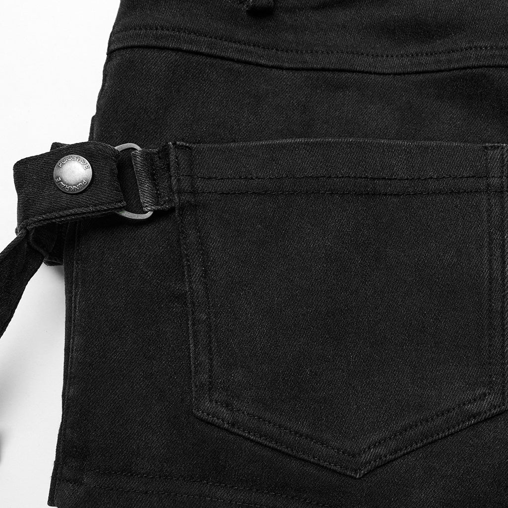 WK-608NDF Gothic Lace-Up High Waist Punk Pants with Straps?-??Punk Rave Clothing