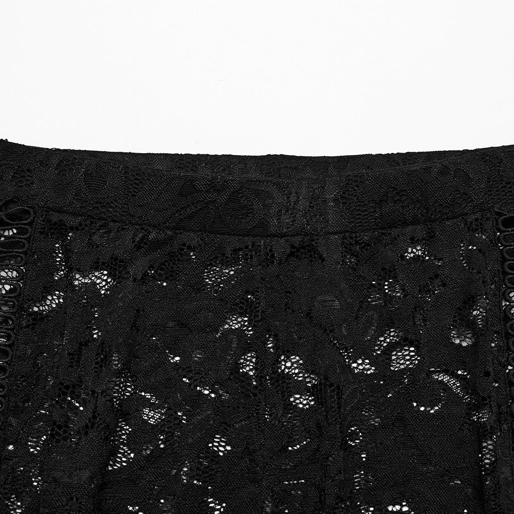 WK-610XCF Elegant Lace Flare Gothic Pants with Fringe Detailing?-??Punk Rave Clothing