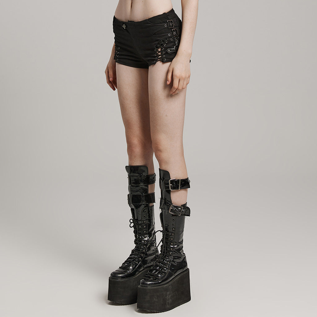 WK-616XDF Edgy Low Waist Lace-Up Gothic Punk Pants?-??Punk Rave Clothing